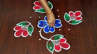 Flowers rangoli  rangoli designs  simple muggulu 