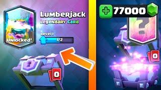 UNLOCKING NEW LEGENDARIES LUMBERJACK 77000 GEMS Clash Royale Update Spending $550