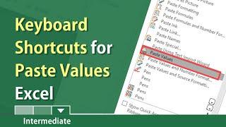 Keyboard Shortcuts for Paste Values not formulas in Excel by Chris Menard