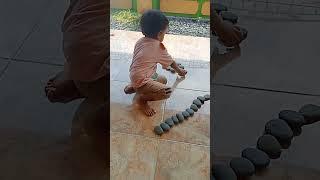 Cara Membuat Kereta Api Batu Versi Anak Batita #Short