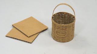 DIY MINI BASKET FROM CARDBOARD  DIY Handmade Cardboard