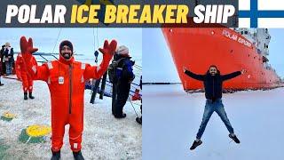 POLAR ICE BREAKER SHIP  FROZEN SEA IN FINLAND