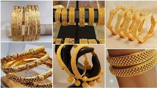 2022 Latest Unique Light Weight Gold Bangles DesignsGold BanglesGold Bangles SetSKFW