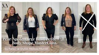 Body Shape Master Class Ep 3.UK size 16 USA 12 5ft 1 petite PearAppleStrawberry woman styled