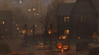 Halloween Spooky Ambience - Haunted Houses Village  Rainy Halloween