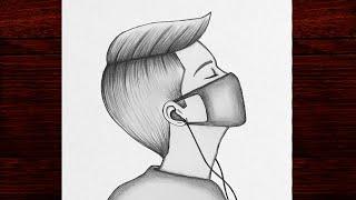 Kolay Maskeli Erkek Çizimi Resmi Müzik Dinleyen Erkek Adım Adım Nasıl Çizilir Karakalem Çizimleri