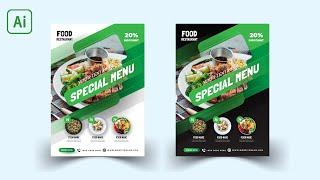 How to Make Food Flyer  Food Restaurant  Adobe Illustrator Tutorial