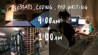 16h day in my life ‍ medical biostats and coding immunology PhD writing what I ate gym routine