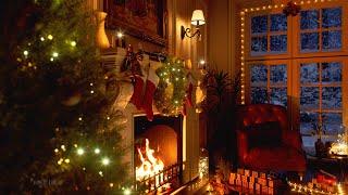 Stay Warm And Cozy This Christmas  Fireplace Ambience  Blizzard & Fireplace Sound  4K  8Hours