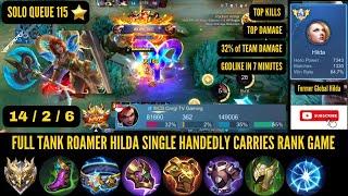 HILDA ROAM WITH FULL TANK BUILD DEALS 32% TEAM DAMAGE AND SOLO CARRY TEAM WITH GODLIKE IN 7 MINUTES