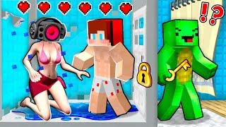 MIKEY closed JJ and SPEAKER WOMAN in the SHOWER STALL JJ with GIRL are STUCK in Minecraft - Maizen