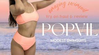 amazing swimsuittry on haul perfect fit my body POPVIL modest swimsuits #Popvil #Popvilperfectfit
