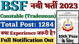 BSF 1284 Post पर बम्पर भर्ती 2023 BSF Constable Tradesman Recruitment 2023 10th Pass Govt Jobs