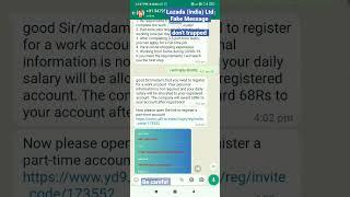 ️Lazada india Ltd️     Fake Whatsapp Messenge.     #viral #fraud #dangerous #lazada 