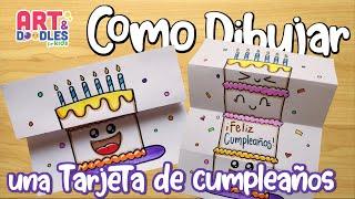 Como dibujar un PASTEL DE CUMPLEAÑOS fácil