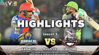 Lahore Qalandars vs Karachi Kings  Full Match Highlights  Match 26  12 March  HBL PSL 2020  MA2