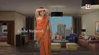 Model Roja Expression Video  How to Wear Orange Saree  Saree Draping Fashion  IQube