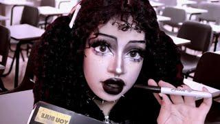 Obsessed Goth Girl in the back of class draws you Wlw ASMR Roleplay Makeup Application