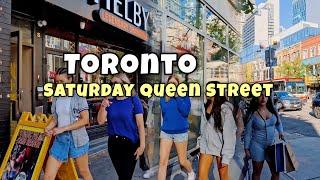 Toronto Saturday Queen Street West Downtown walking Tour Canada 4K