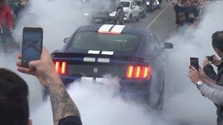 CHAOS on PUBLIC ROAD - Burnouts & Accelerations at Cars & Coffee Italy Brescia 2018