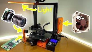 3d printer upgrades with Raspberry Pi Zero 2 W HQ camera lamp and fan for Creality Ender 3