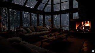 Ambiance with Night Rain and Fireplace Crackles for Ultimate Comfort ️ Relax on a Rainy night