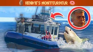 HENKIE MONTEERT EEN POLITIE BOOT