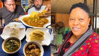 Oha soup and ogbono soup with eba and fufu - Street food in Owerri - imo state vlog14