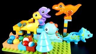 5 DINOSAURS 2 T-REX TRICERATOPS BRACHIOSAURUS DILOPHOSAURUS - ASMR  DINO KING TOYS 230202