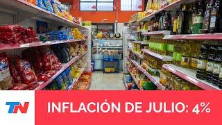 La inflación de julio fue de 4% y acumula 87% en lo que va del 2024