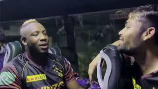 Andre Russell singing viral song Omfoo   Le bhaiya omfo  Rinku singh teaching  KKR