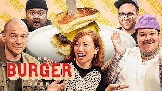 Sean Evans Matty Matheson and Miss Info Judge a Stunt Burger Showdown  The Burger Show