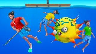 HUNTING The DEADLY PUFFER Fish Raft Multiplayer