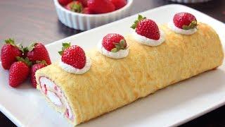 Strawberry and Cream Swiss Roll Cake  How Tasty Channel