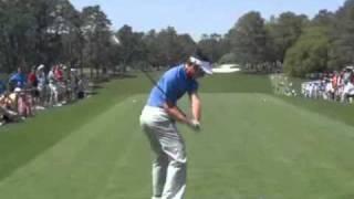 Charl Schwartzel Driver Golf Swing Down the Line - Masters 2011 Practice Round