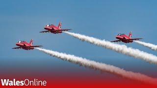 Red Arrows fly over Wales