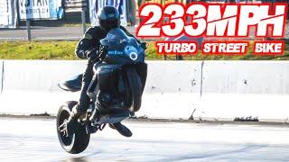 Fastest Street Bike EVER 750HP Turbo GSXR Goes 233MPH in 6 Seconds WHEELIES ACROSS FINISH LINE