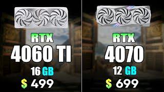 NVIDIA RTX 4060 Ti 16GB vs RTX 4070  Test in 9 Games 4K Ultra