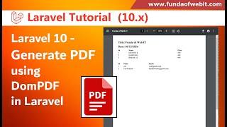 Laravel 10 - Generate PDF using DomPDF in Laravel step by step  Laravel pdf generator tutorial
