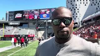 Former NFL and UC pass rusher Trent Cole at Bearcats spring game April 13 2024.