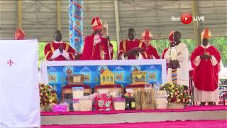 Rt. Rev. Raphael Pmony Wokorach Nebbi Diocese bishop blessing pilgrims after Martyrs Day prayers