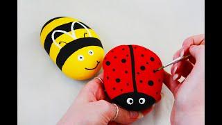 Easy Ladybug and Bumblebee Painted Rocks  Step-by-Step Tutorial