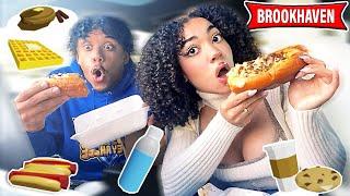 Eating Only BROOKHAVEN FOOD For 24 HOURS With My BOYFRIEND Roblox Brookhaven RP