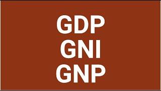 GDP GNP GNI