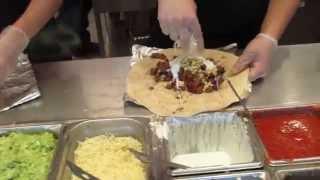 Speedy Chicken and Steak Burrito Made in Chipotle Mexican Grill in Fresno California