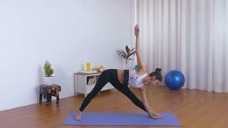 Young focused woman doing stretching exercises on a yoga mat i...  Indian Stock Footage  Knot9