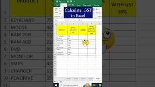 How to Calculate Gst in excel  learn to gst #shorts #excelshorts #exceltips #interviewquestions