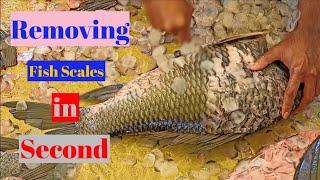 fastest removing fish scales  how to remove fish skin fast  fish scales removing skills