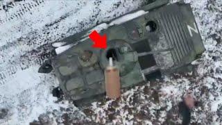 Ukrainian Drone Drop Thermobaric Hand Grenade RGT-27S2 Into BMP-1