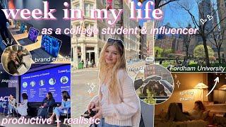 COLLEGE & WORK WEEK IN MY LIFE @ Fordham Uni in NYC  full-time student & content creator